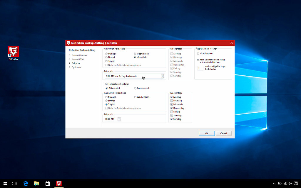 Schritt 5: Festlegen des Zeitplans