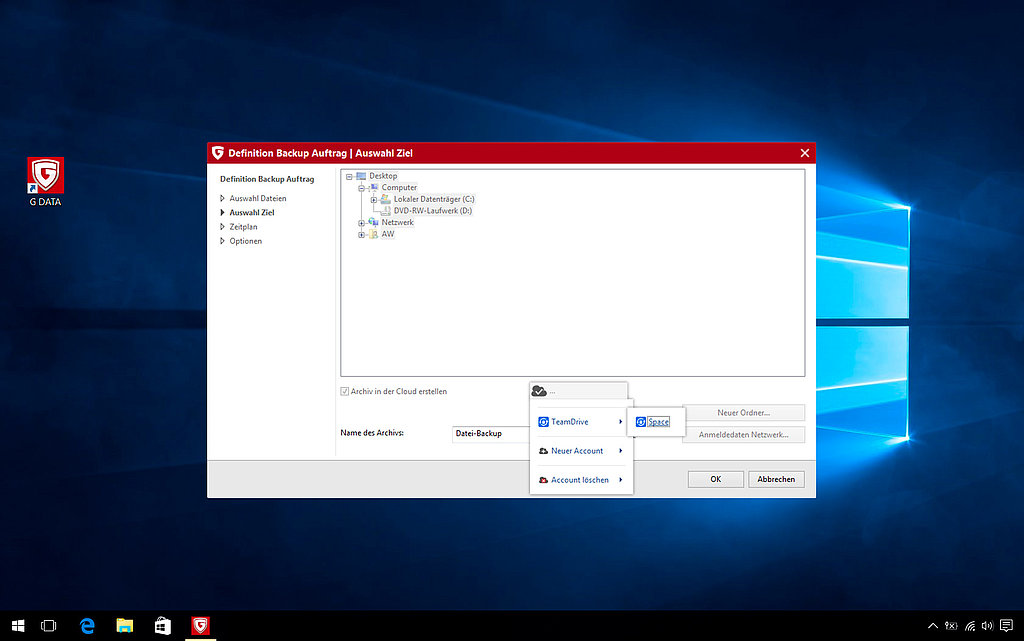 Schritt 4: Auswahl des Ziellaufwerks