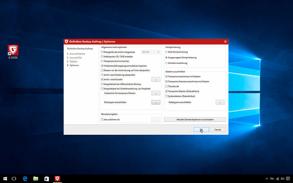 Schritt 6: Zusätzliche Backup-Optionen