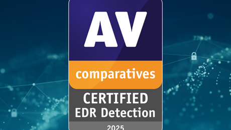 Test-Logo von AV Comparatives, "Certified EDR Detection", 2025