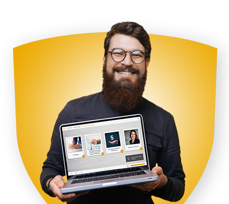 Freundlicher Mann mit Laptop