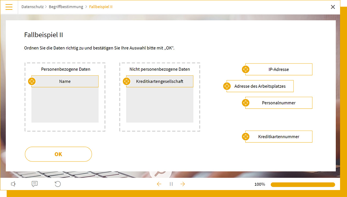 Screenshot aus dem E-Learning Datenschutz & DSGVO